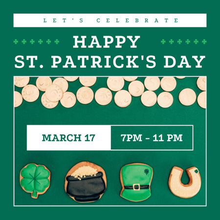 St. Patrick's Day Celebration Invitation on Green Instagram Design Template