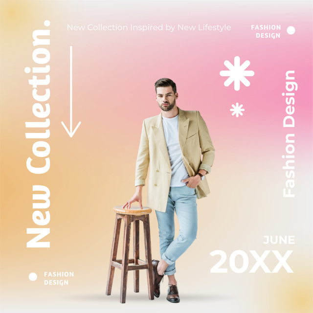 Man's Fashion Collection on Gradient Instagram Design Template