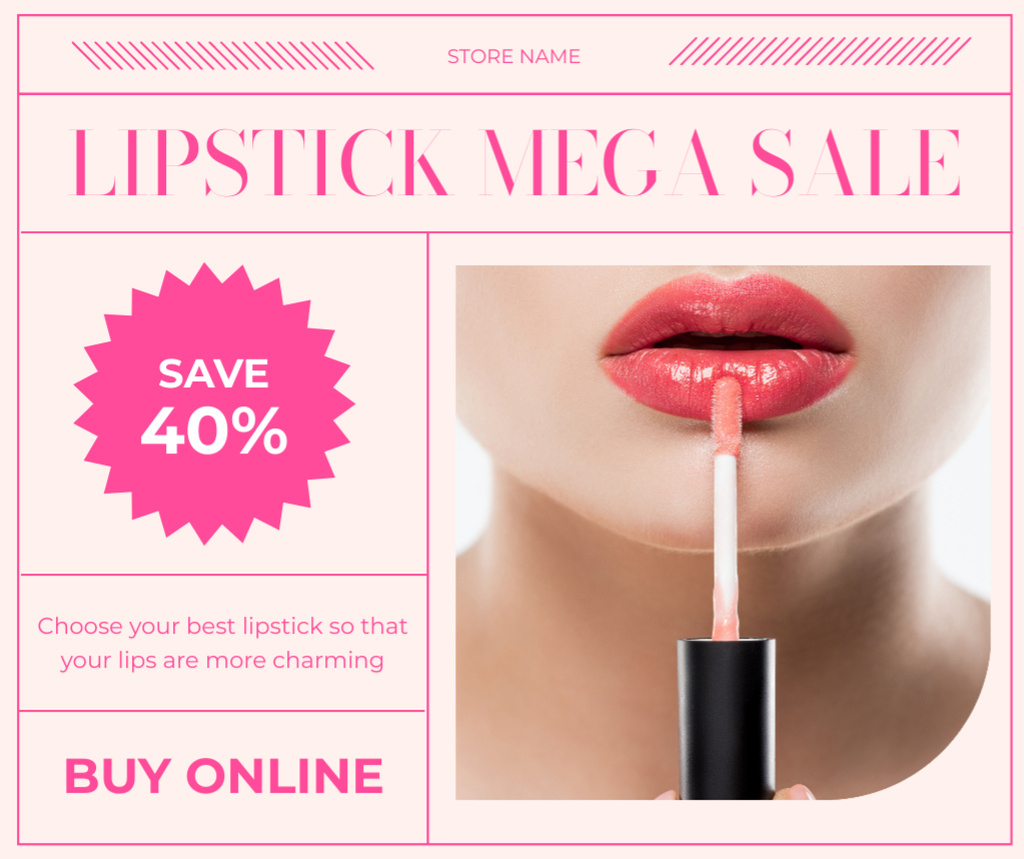 Ontwerpsjabloon van Facebook van Mega Sale of Trendy Lipsticks
