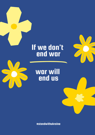 Motivational Quote Against War In Blue Flyer A5 Design Template