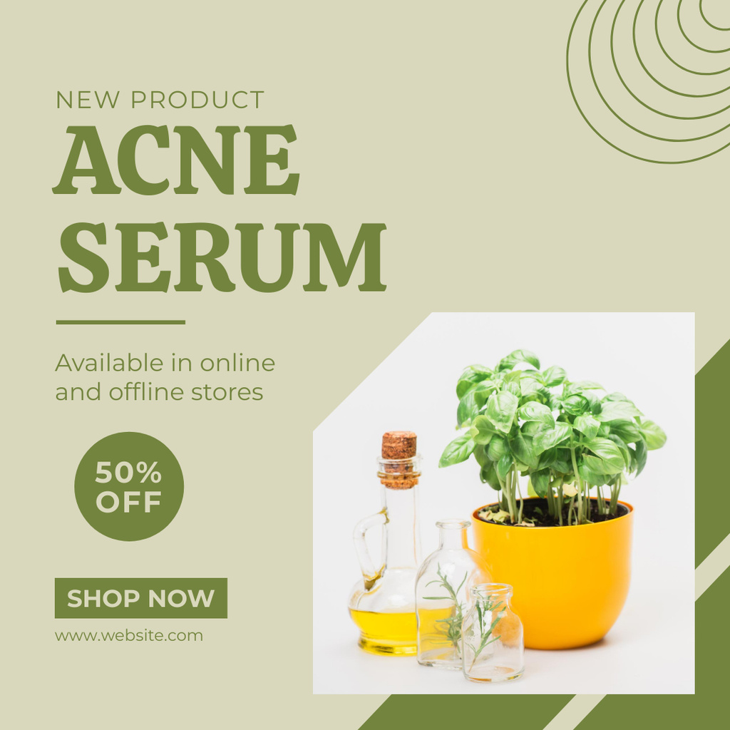 Natural Serum Ad with Flowerpot Instagramデザインテンプレート