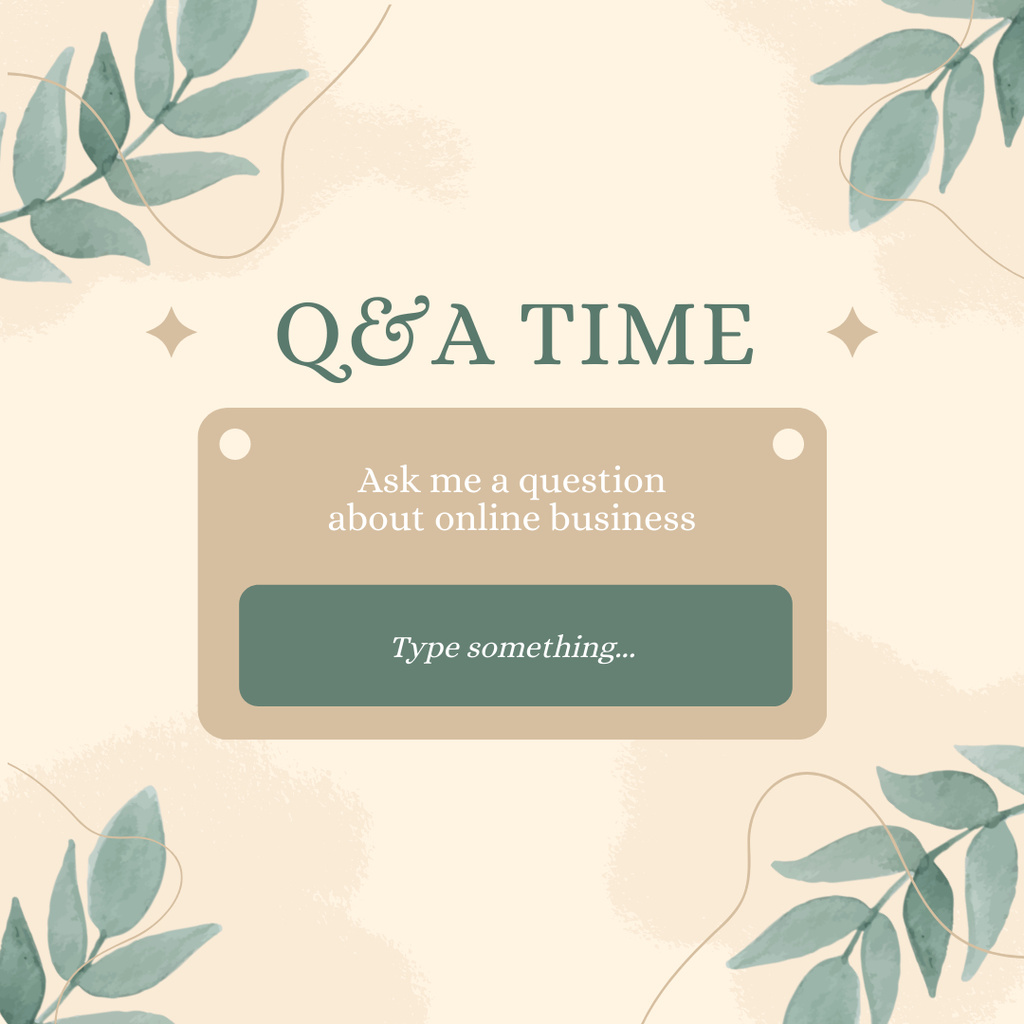 Q&A Notification with Green Leaves Instagram Modelo de Design