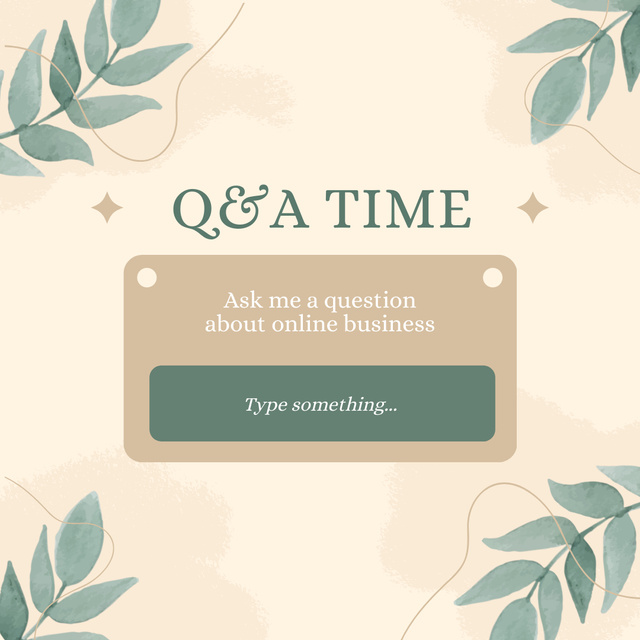 Q&A Notification with Green Leaves Instagramデザインテンプレート