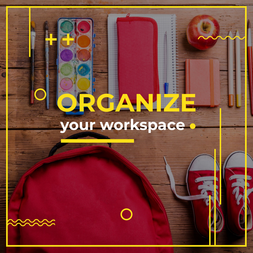 Pupil's workspace organization Instagram Design Template