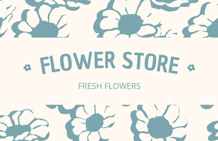 Flower Store Loyalty Program on Simple Blue and White Business Card 85x55mm tervezősablon