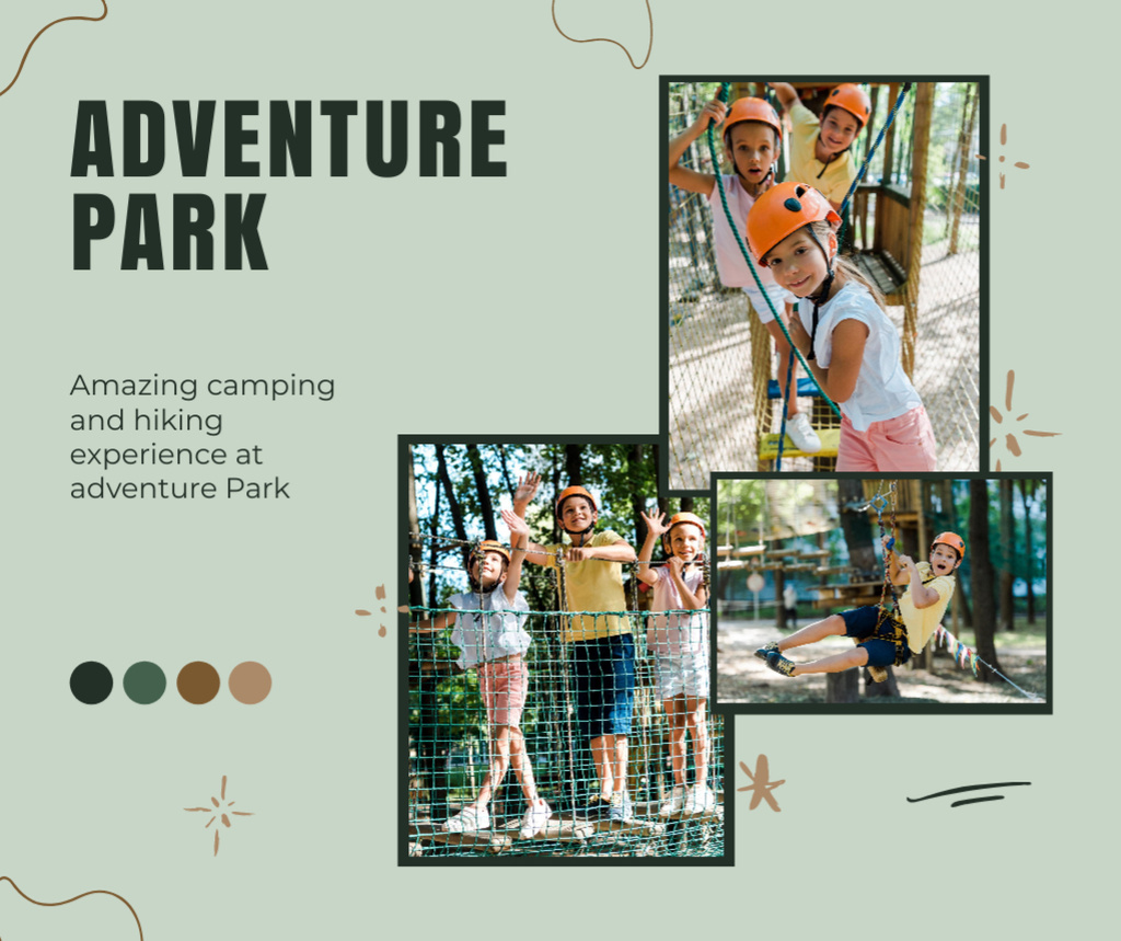 Rope Adventure Park for Kids Facebook Design Template