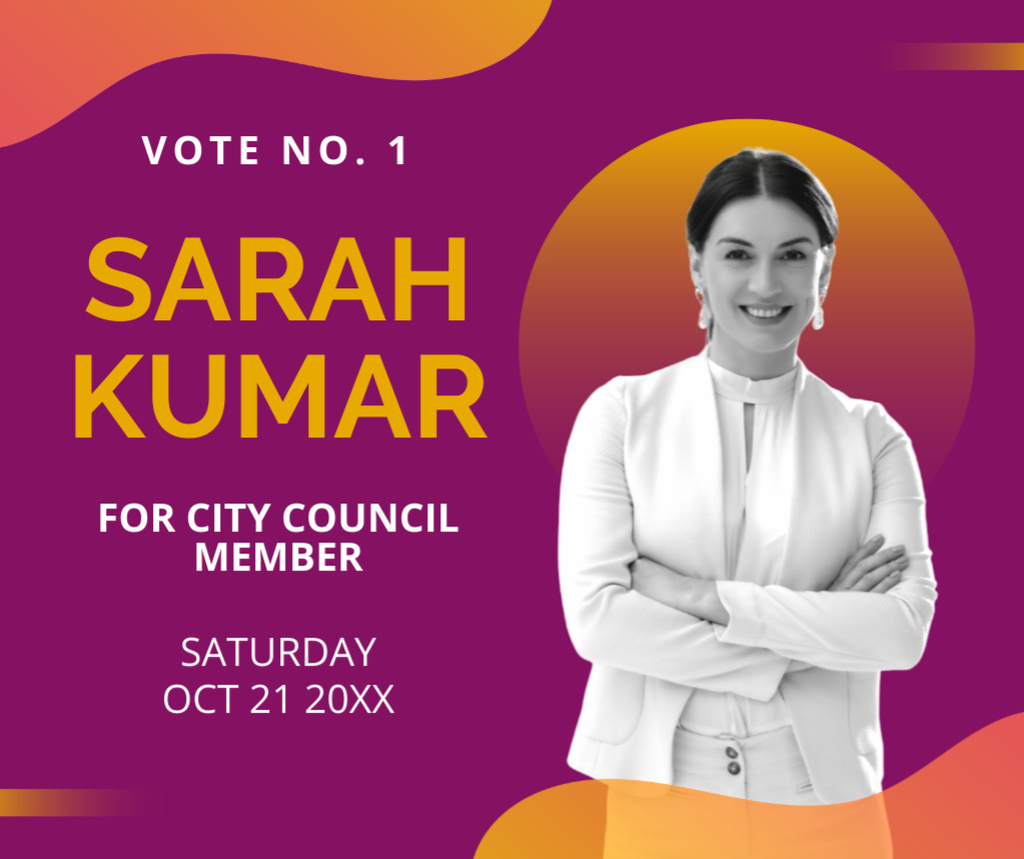 Vote for Woman as City Council Member Facebook Design Template