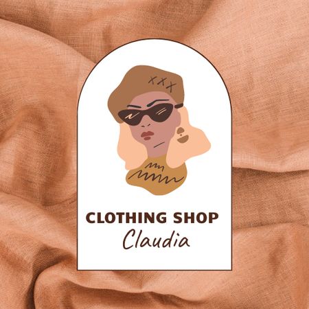 Fashion Shop Ad with Elegant Woman Logo Design Template