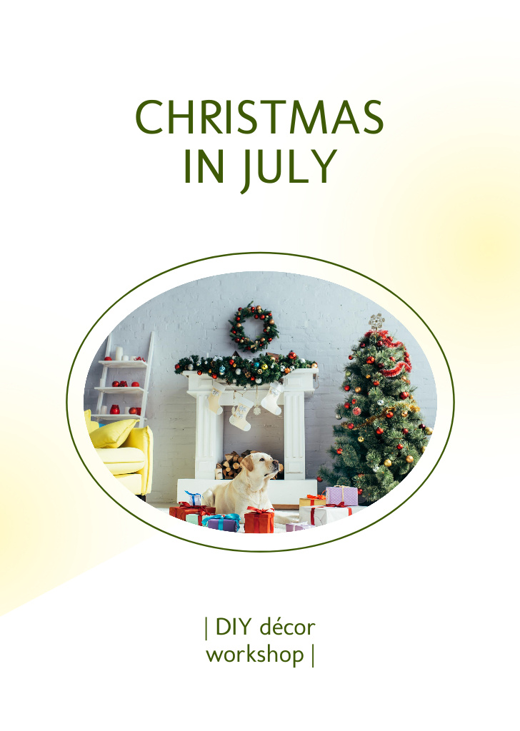 Christmas in July in Cozy Room Postcard A6 Verticalデザインテンプレート