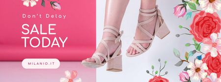 Plantilla de diseño de Fashion Sale with pretty female legs and Flowers Facebook cover 