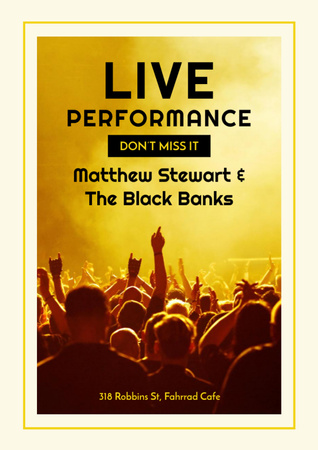 Live Performance Announcement with Crowd at Concert Flyer A4 Design Template