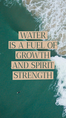 citace o vodě s mořskými vlnami Instagram Story Šablona návrhu