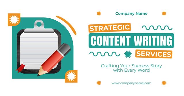 Designvorlage Special Content Writing Service With Strategy And Slogan für Facebook AD