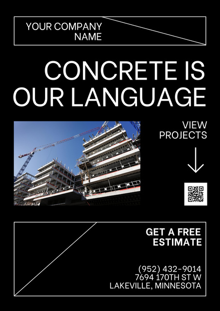 Construction Site with Cranes and Buildings Poster Design Template