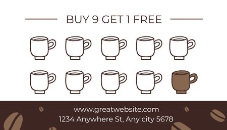 Coffee Shop Loyalty Program on Brown Business Card US Design Template