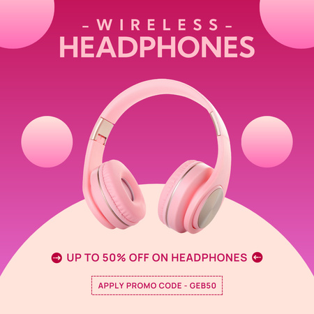 Special Offer with Headphones in Pink Instagram ADデザインテンプレート