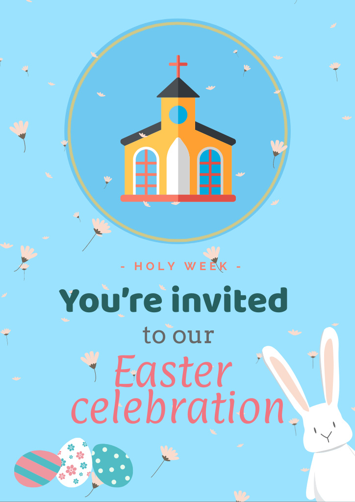 Easter Holiday Celebration Announcement Flyer A4 Design Template