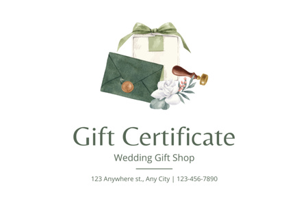 Template di design Annuncio del negozio di regali di nozze Gift Certificate