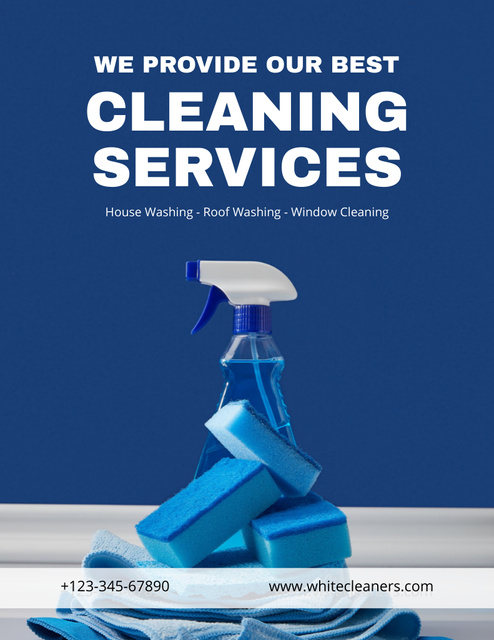 Designvorlage Expert Cleaning Services With Detergent And Sponges für Flyer 8.5x11in