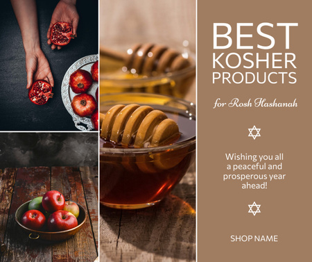 Kosher Food for Rosh Hashanah Facebook Design Template