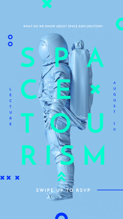 Designvorlage Space Tourism Man in Astronaut Suit in Blue für Instagram Story