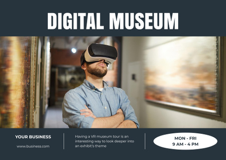Virtual Museum Tour Announcement Poster B2 Horizontal Design Template