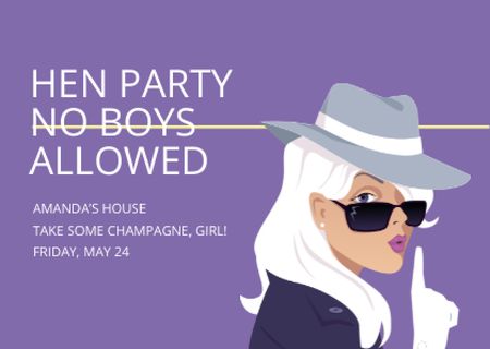 Hen Party invitation with Stylish Girl Postcard – шаблон для дизайна