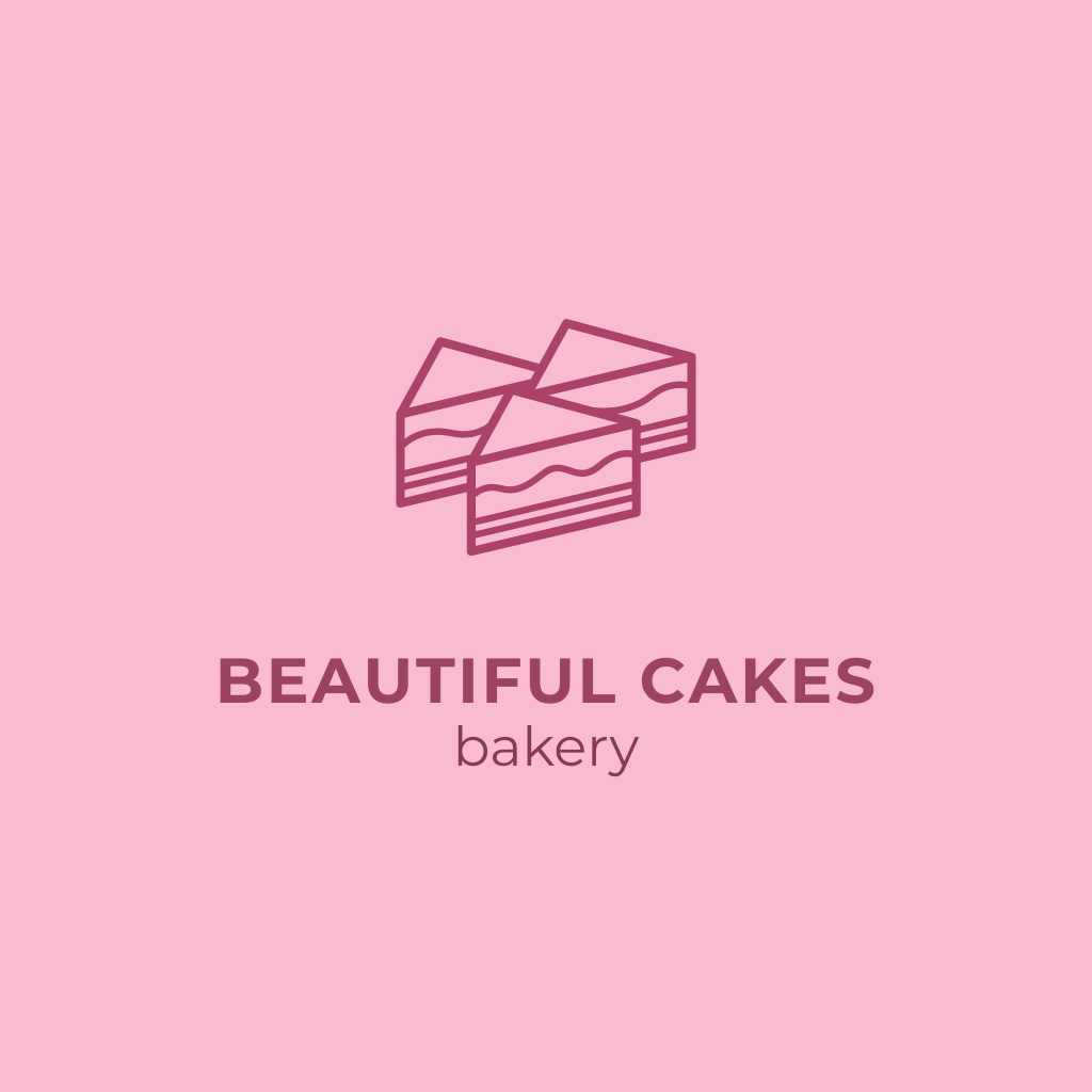 Template di design Bakery Promotion with Aromatic Pieces Of Cake In Pink Logo