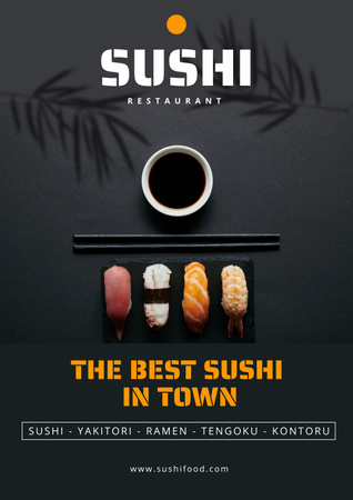 Sushi Restaurant Ad Poster Tasarım Şablonu