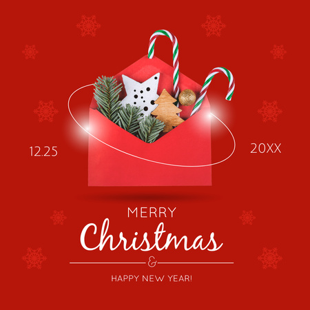 Designvorlage Gruß der frohen Weihnachten mit Umschlag-Bild für Instagram