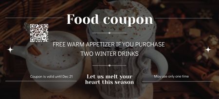 Special Offer of Warm Winter Drinks Coupon 3.75x8.25in Design Template