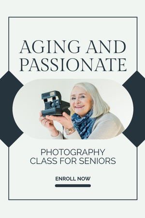 Designvorlage Angebot für Fotokurse für Senioren für Pinterest