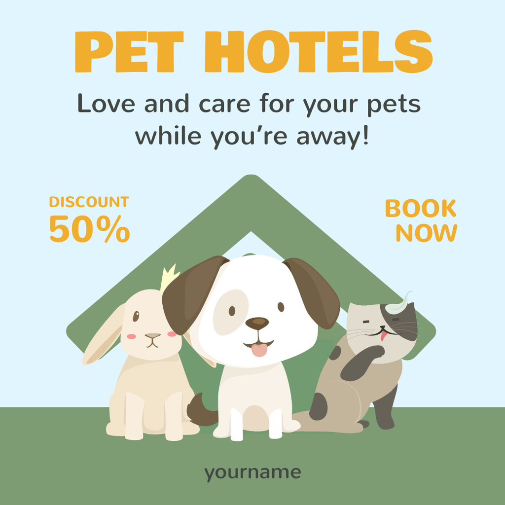 Offering Hotel Services for Pets Instagram AD Modelo de Design