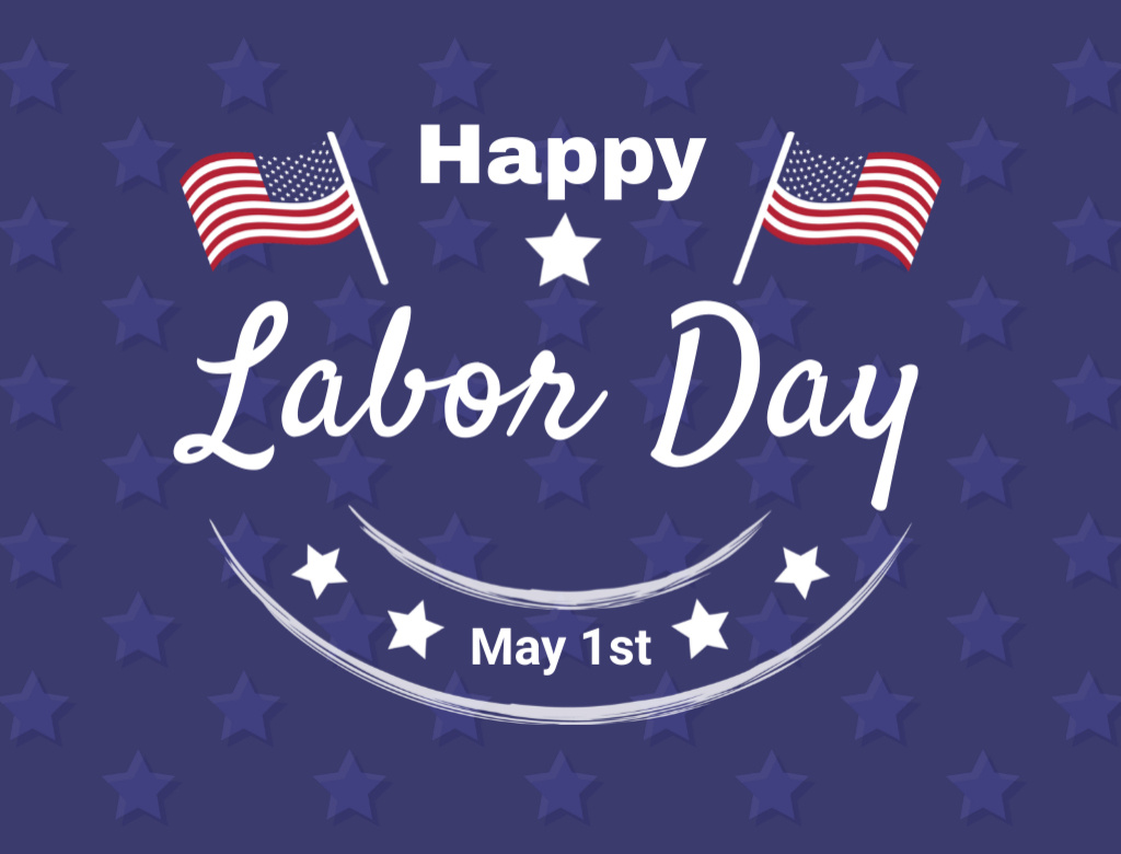 Mesmerizing Labor Day Holiday Announcement With USA Flags Postcard 4.2x5.5in Πρότυπο σχεδίασης