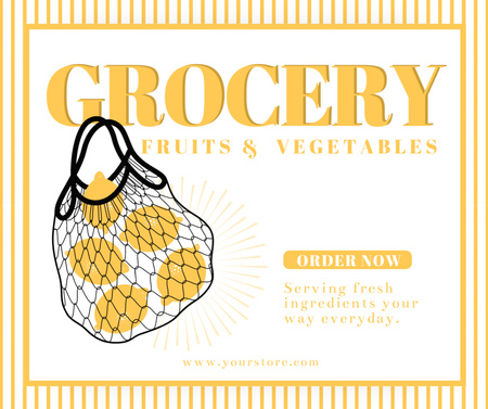 Sitruunat verkkopussissa ja tuoreet elintarviketuotteet Facebook Design Template
