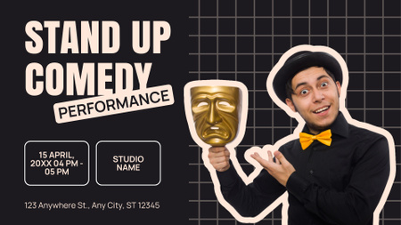 Anúncio de apresentação de comédia stand-up FB event cover Modelo de Design