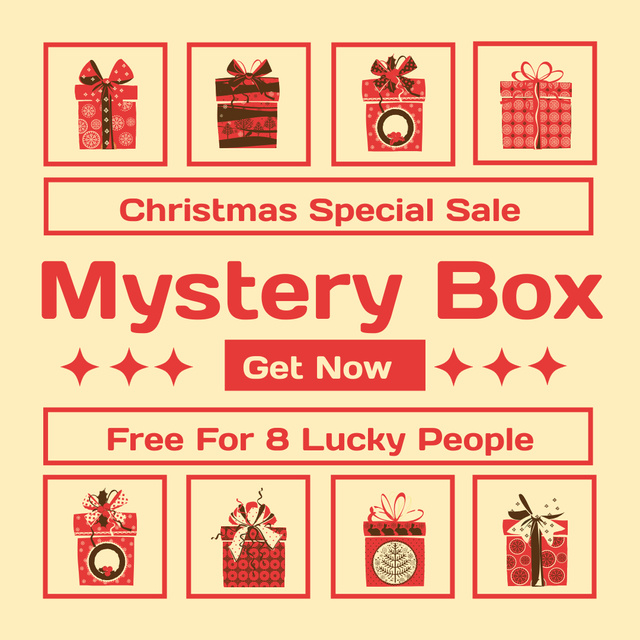 Christmas Mystery Boxes Retro Style Instagram Tasarım Şablonu