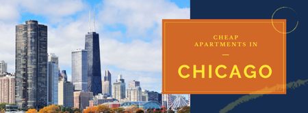 Apartments Offer with Chicago city view Facebook cover Design Template