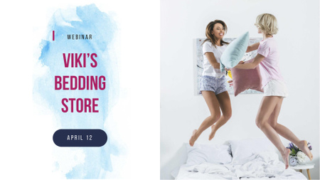 Girls jumping on bed FB event cover Design Template