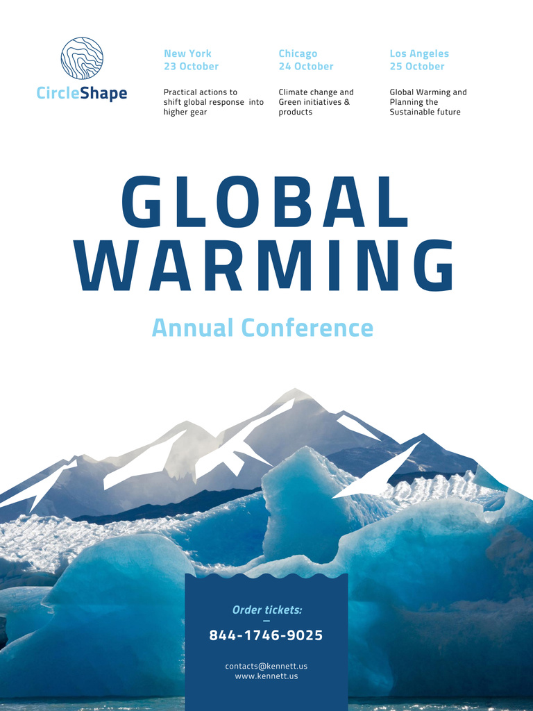 Global Warming Conference with Ice in Sea Poster 36x48inデザインテンプレート