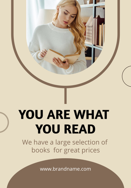 Offering Large Selection of Books with Woman in Library Poster 28x40in Πρότυπο σχεδίασης