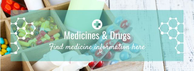 Medicine information with medicines Facebook cover Modelo de Design