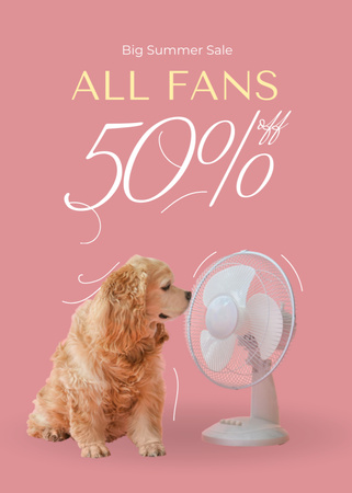 Ontwerpsjabloon van Flayer van Fans Sale Offer with Cute Dog