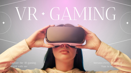 Girl in Virtual Reality Glasses Youtube Thumbnail Modelo de Design