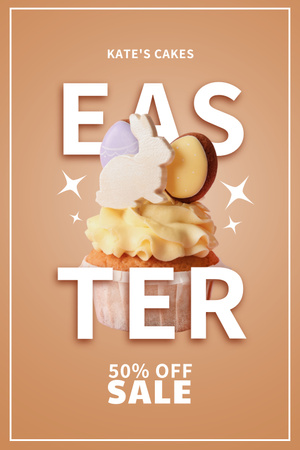 Plantilla de diseño de Anuncio de venta de pasteles de Pascua en beige Pinterest 