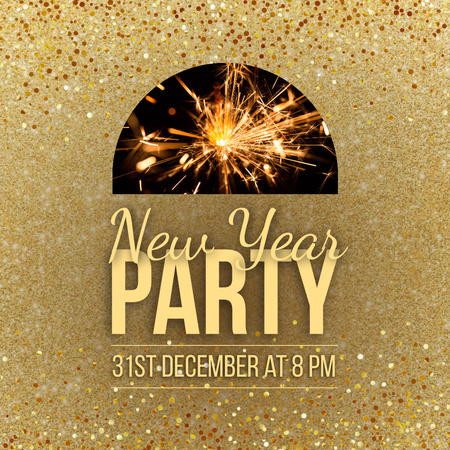 Csillogó újévi parti bejelentés Animated Post tervezősablon
