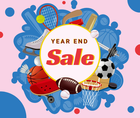 Year End sports equipment sale Facebook Design Template