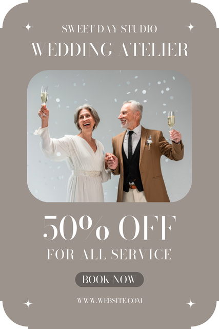 Platilla de diseño Offer Discounts on Wedding Atelier Services Pinterest