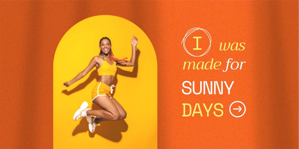 Summer Inspiration with Cute jumping Woman Twitter Design Template