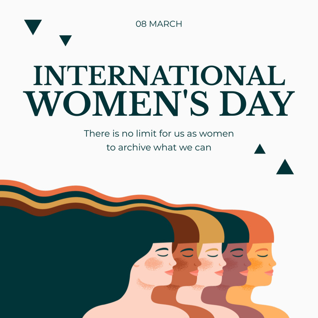 Inspirational Phrase on Women's Day with Illustration of Women Instagram Tasarım Şablonu